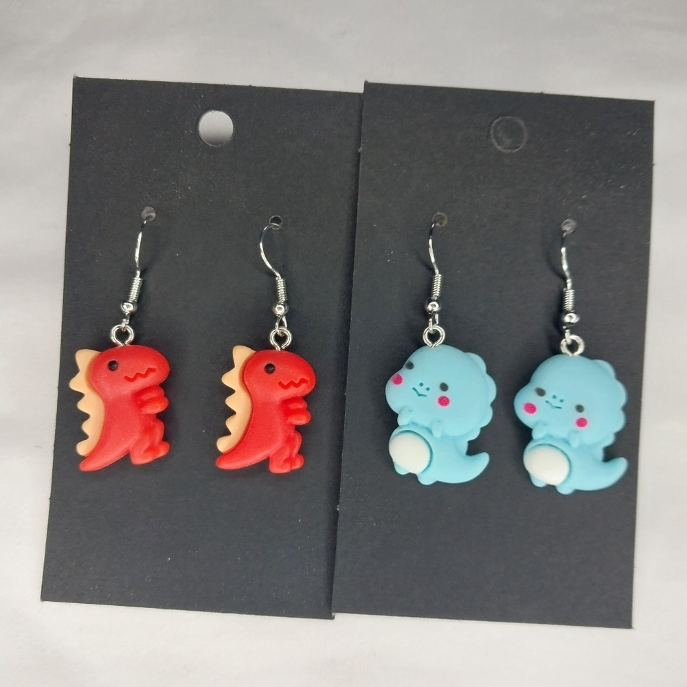 Handmade Cute Dinosaur Earrings Set NWT